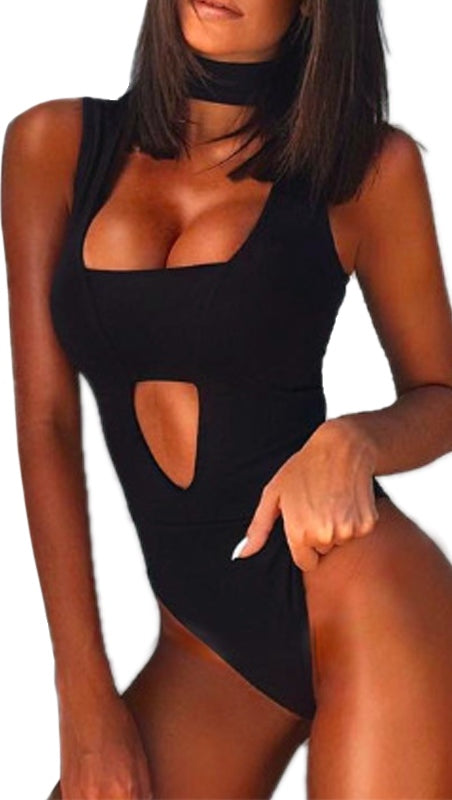 Women Sexy Fashion Black One-Piece Suits Romper Sexy Sleeveless Leotard Top  Bodysuit