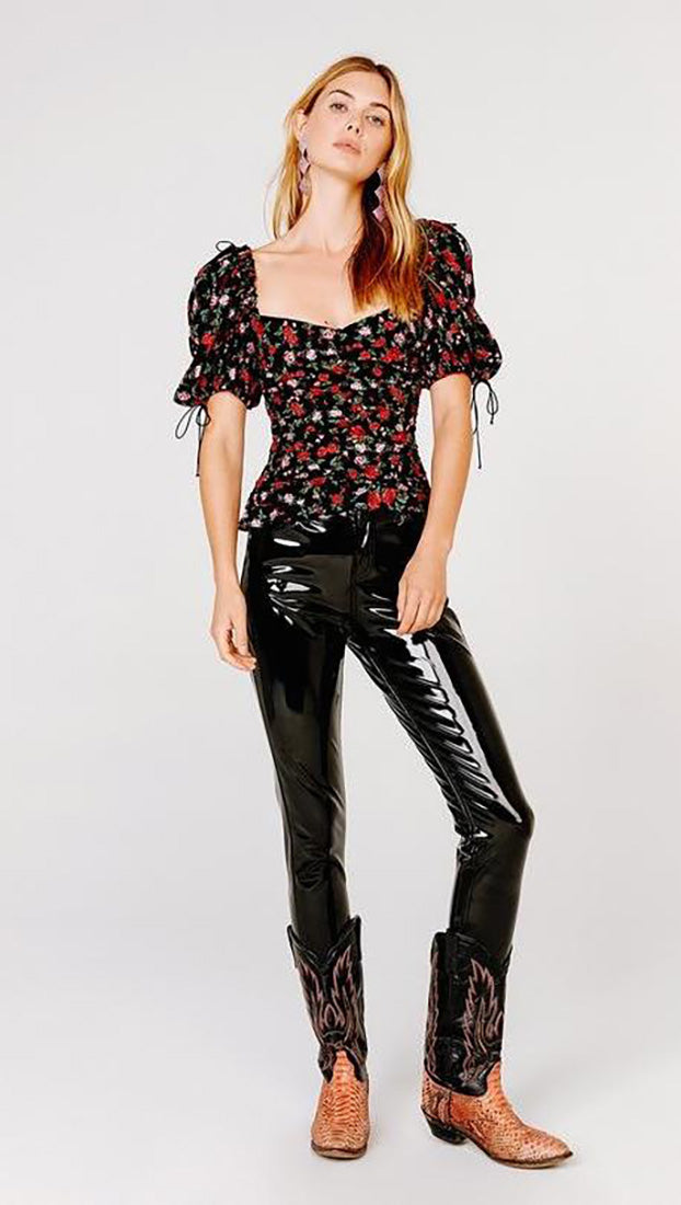 For Love & Lemons Tainted Button Front Top Ditsy Rose Romance l ShopAA