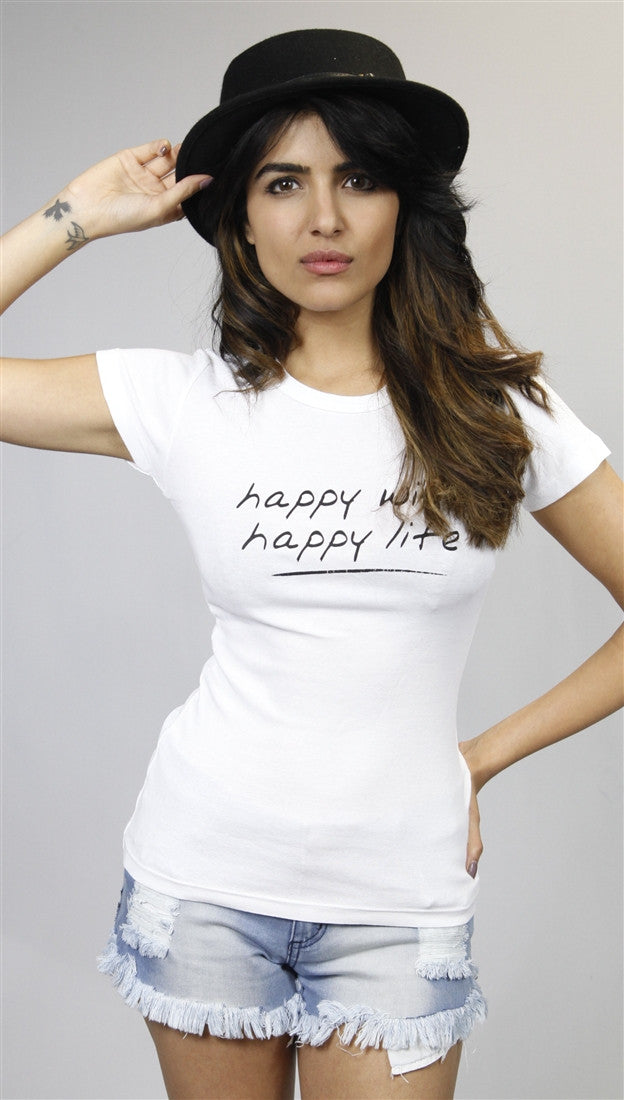 Teresa Giudice Happy Wife Happy Life Tee in WHITE