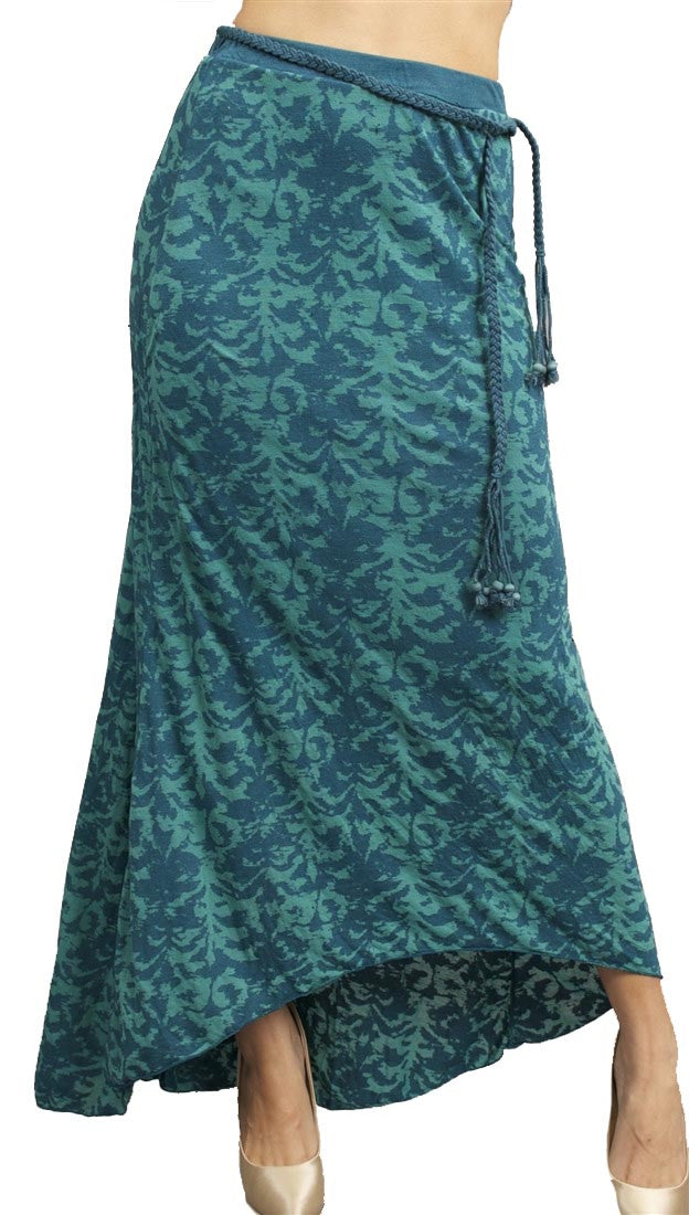 Testament Maxi Skirt Braided Bead Belt Aqua