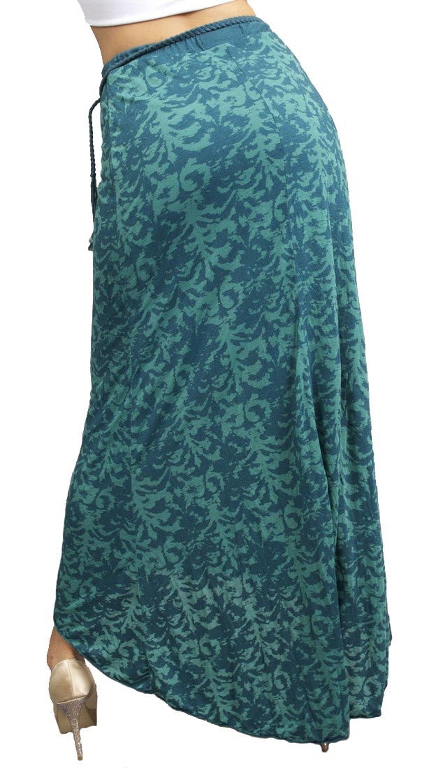 Testament Maxi Skirt W/ Braided Bead Belt in Aqua
