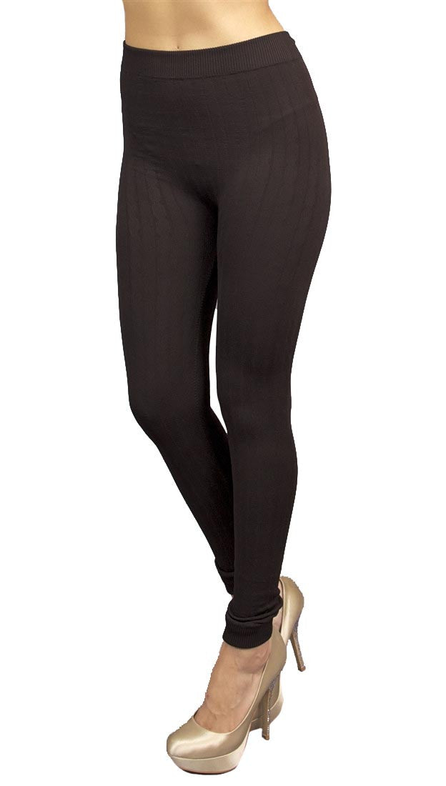 Thorn Guarden Knit Pattern Leggings Brown