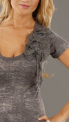 Threads 4 Thought Lace Bow Burnout Tee in Charcoal