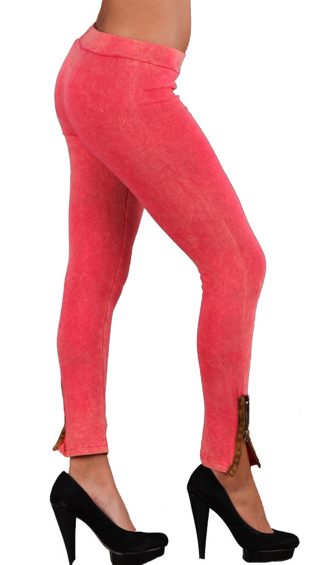 Threads 4 Thought Organic Contrast Ankle Zipper Leggings in Vintage Pink 