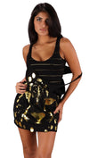 Trash & Luxury Double Layer Gold Cheetah Tank Tunic Dress Black 