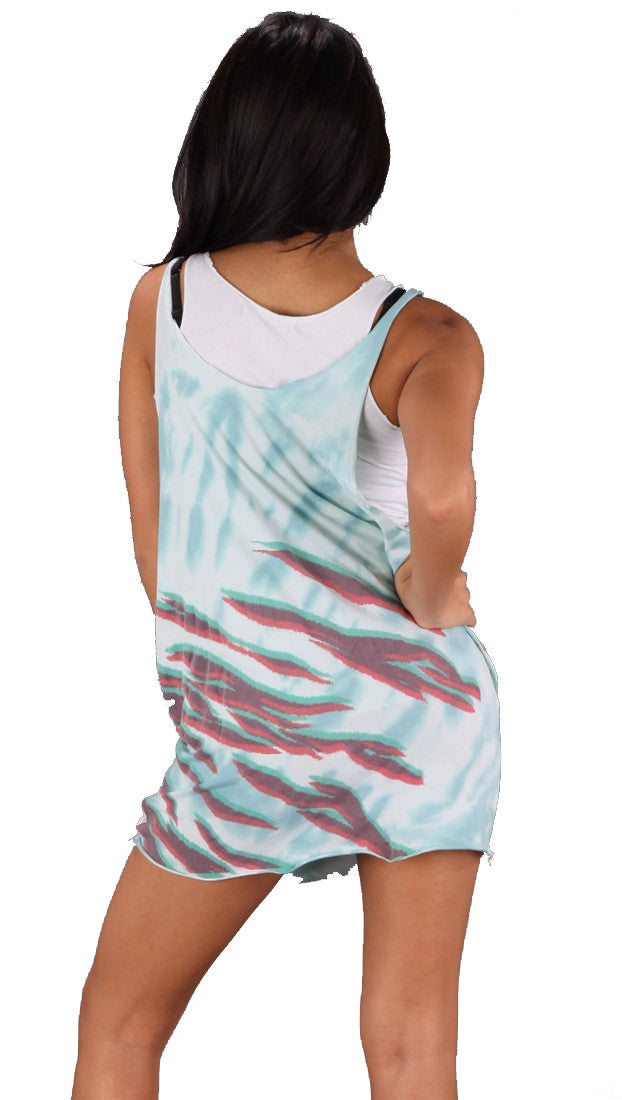 Trash & Luxury Double Layer Zebra Punk Tie Dye Tank Tunic Dress