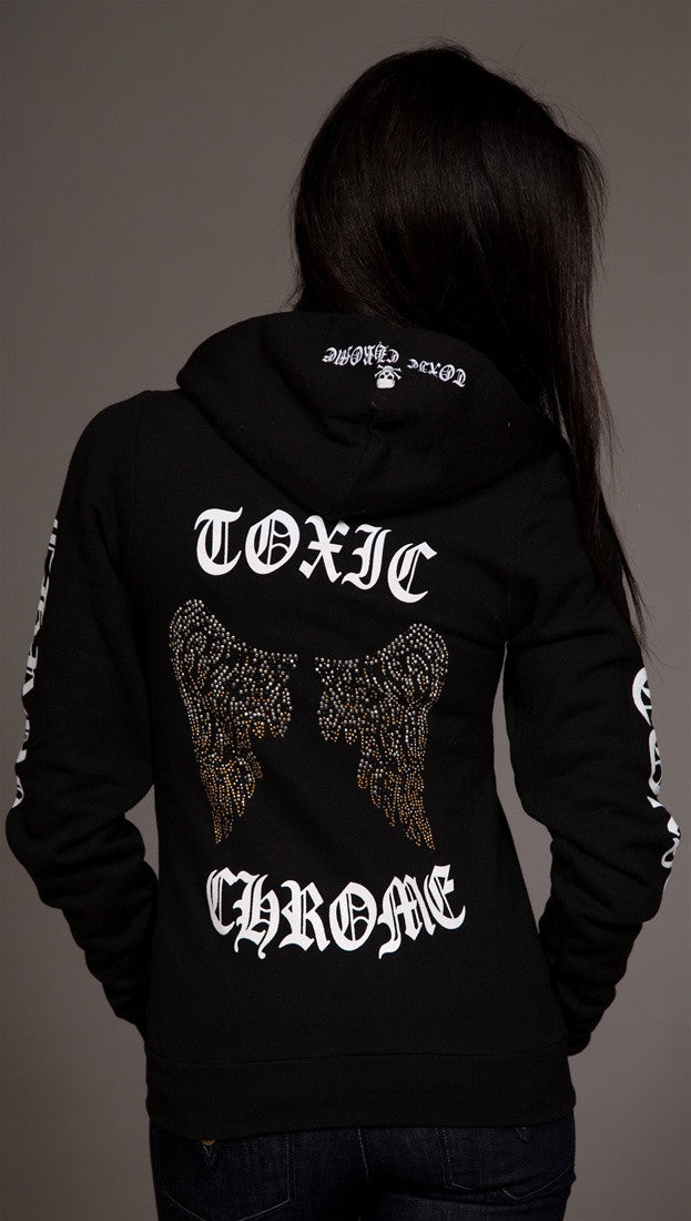 Toxic Chrome Wings Hoodie Unisex Black
