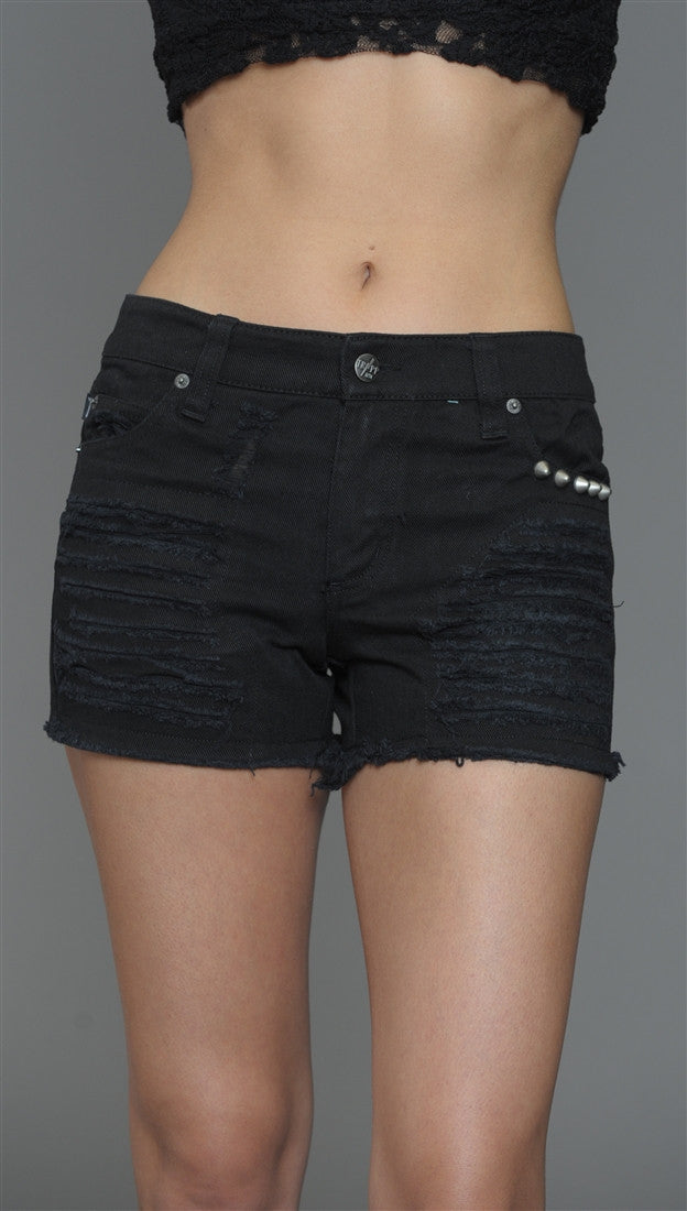 Tripp NYC The Apocalyptic Ripped & Studded Jean Short
