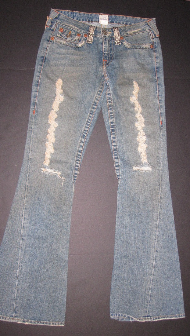 True Religion Joey Snake Skin Pocket Cover Jeans