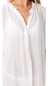 9Seed Tunisia Caftan Maxi Dress White Frayed Gauze Maxi | ShopAA