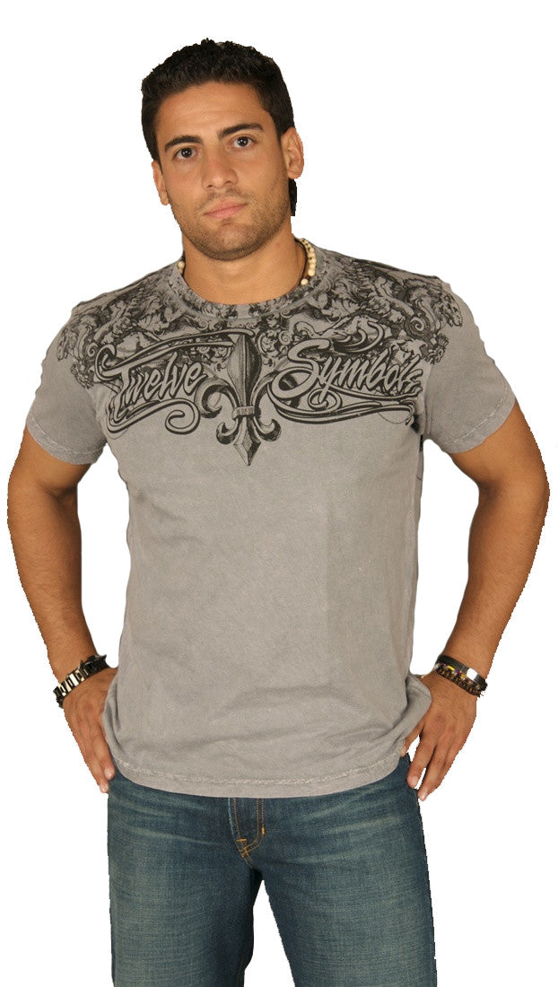Twelve Symbols Mens Imperial Armor Crew Neck Tee Shirt Grey 