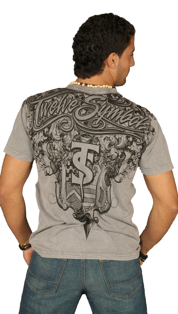Twelve Symbols Mens Imperial Armor Crew Neck Tee Shirt Grey 