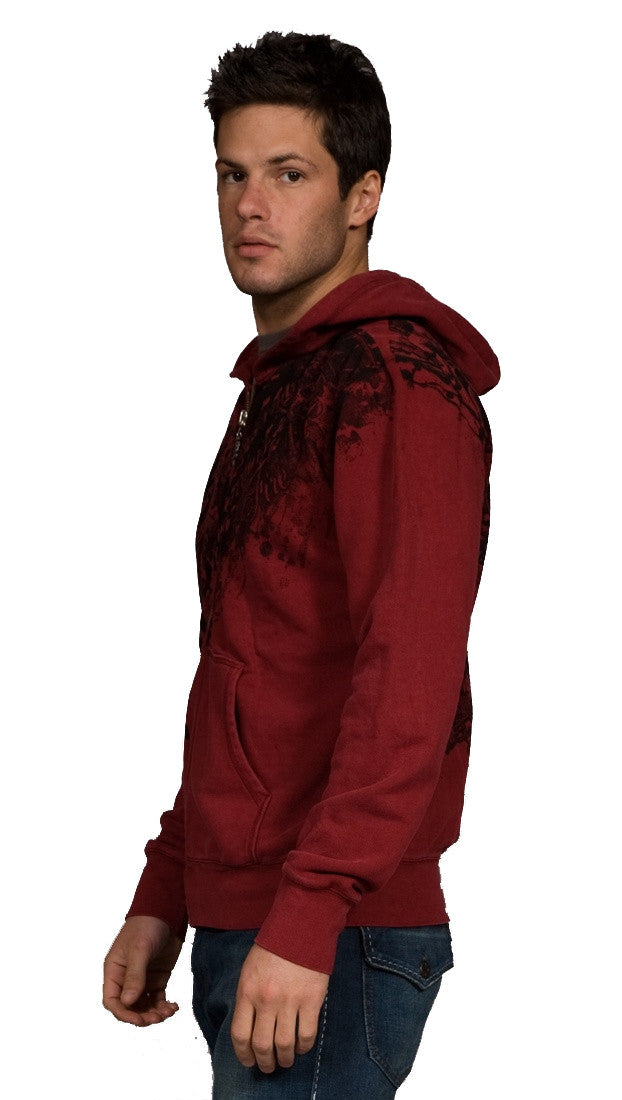  	Twelve Symbols Warriors Zip Up Tattoo Hoodie Sweatshirt Red 