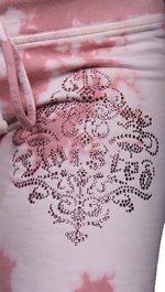 Twisted Heart Tie Dye Rhinestone House Drawstring Pants Pink