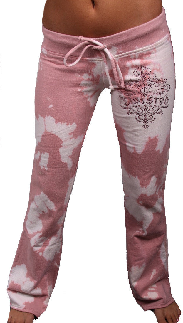 Twisted Heart Tie Dye Rhinestone House Drawstring Pants Parfait