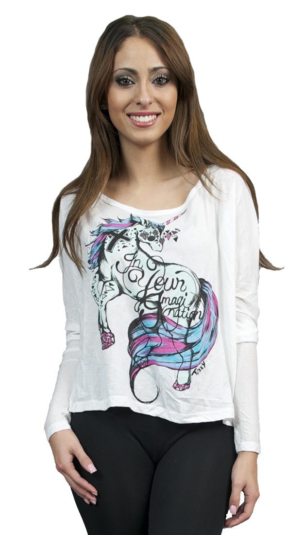 Toxxy Unicorn Long Sleeve Tee in Ivory