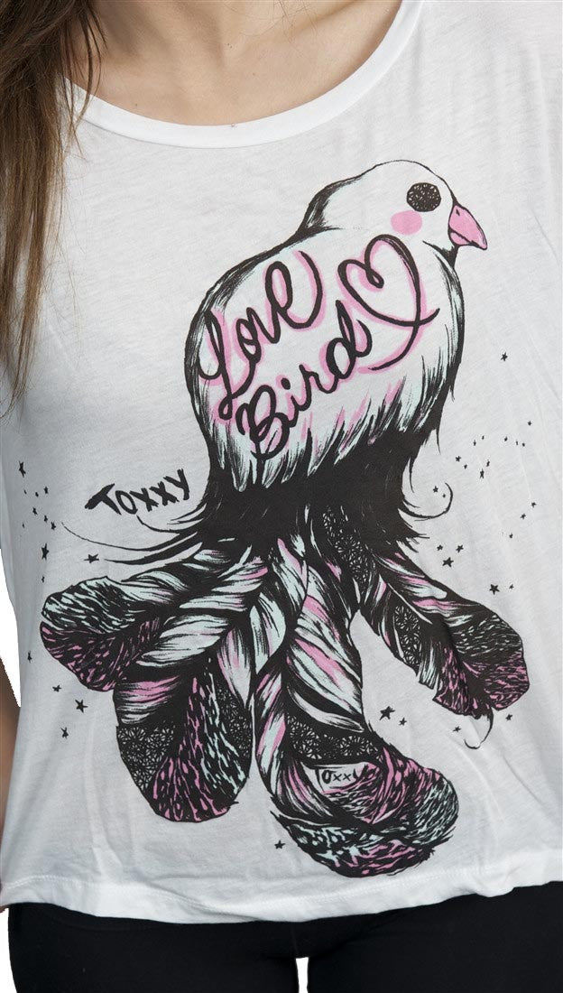 Toxxy Love Bird Short Sleeve Tee in Ivory