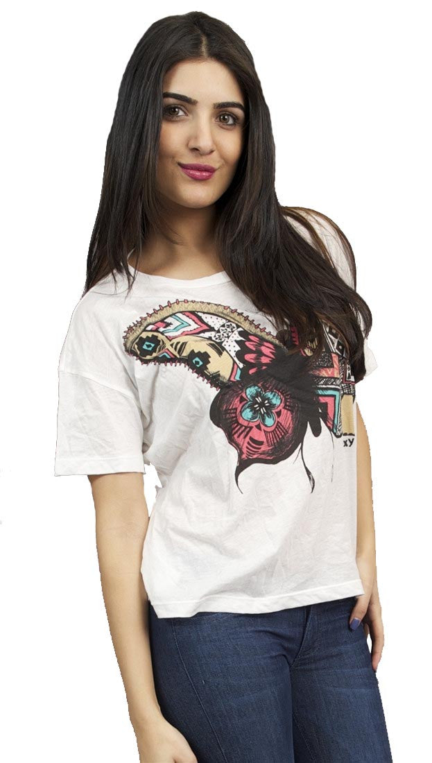 Toxxy Butterfly Short Sleeve Tee in Ivory