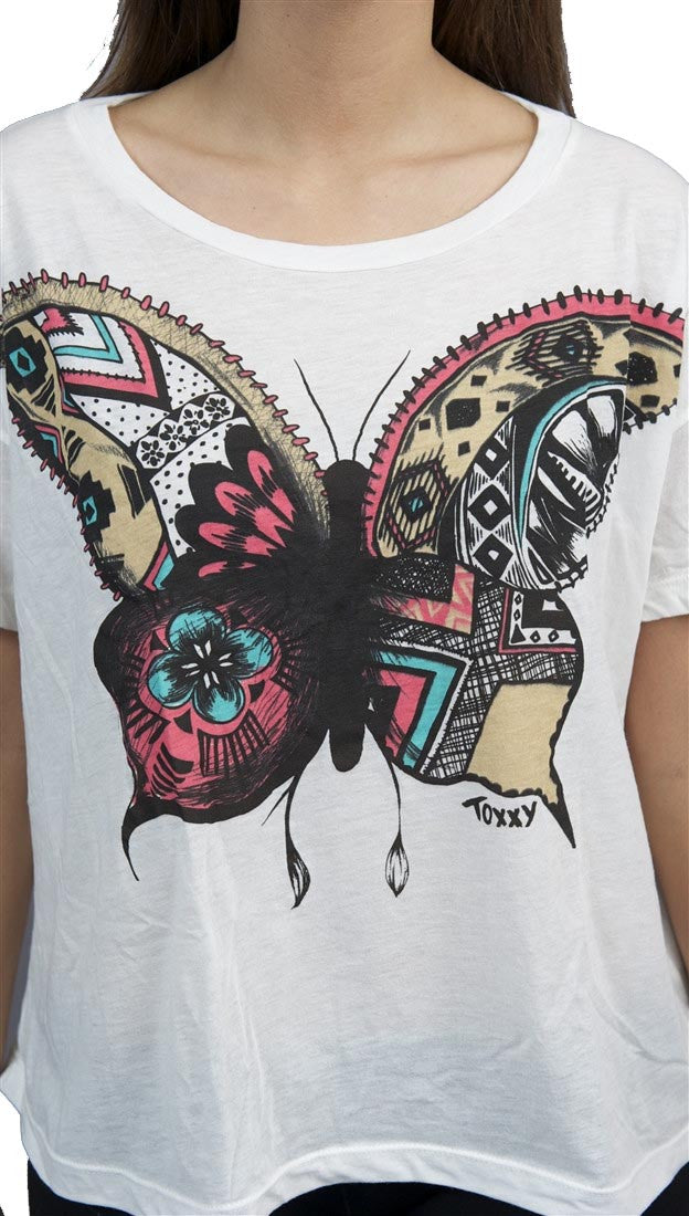 Toxxy Butterfly Short Sleeve Tee in Ivory