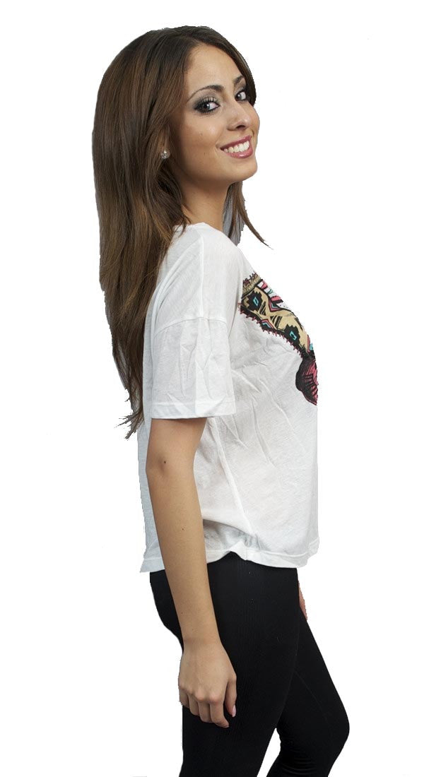 Toxxy Butterfly Short Sleeve Tee in Ivory