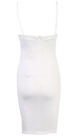 The Nina Cut Out Midi Dress White V Neck Bodycon Sexy - ShopAA