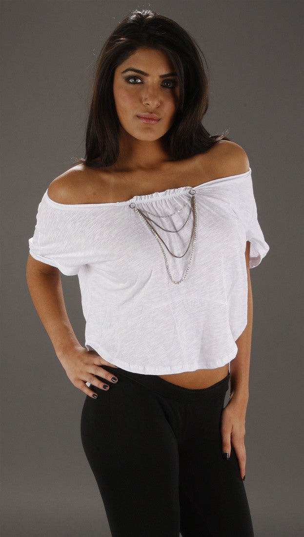 Vintage Havana Cropped Chain Top in White