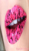 Violent Lips Pink & Red Rose Print Tattoo