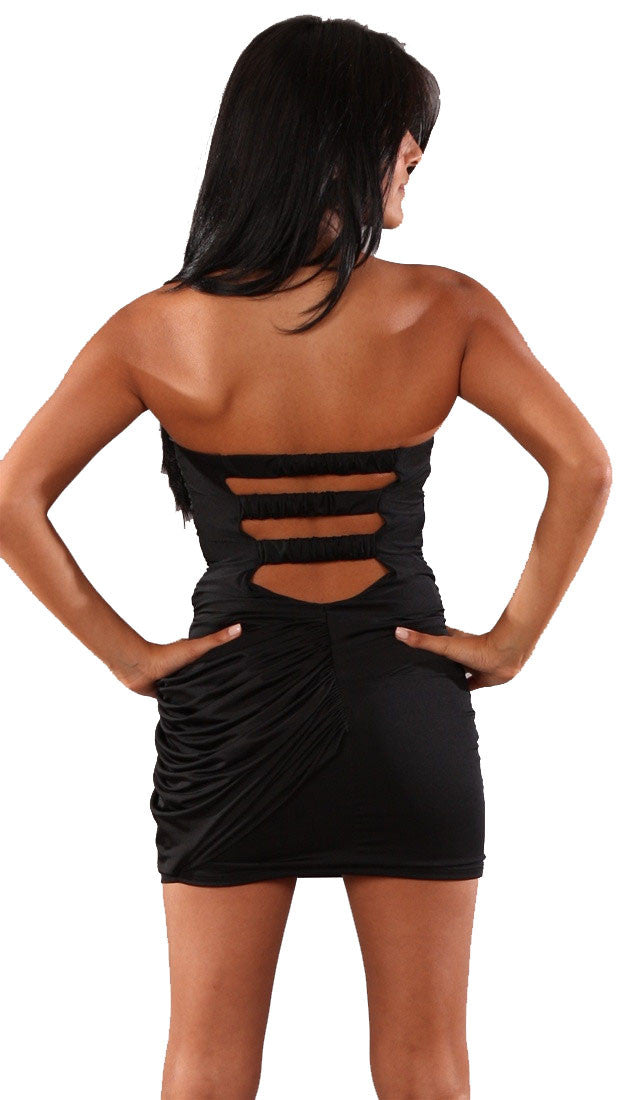 Voxx Tube Strapless Cut Out Mini Dress Black 