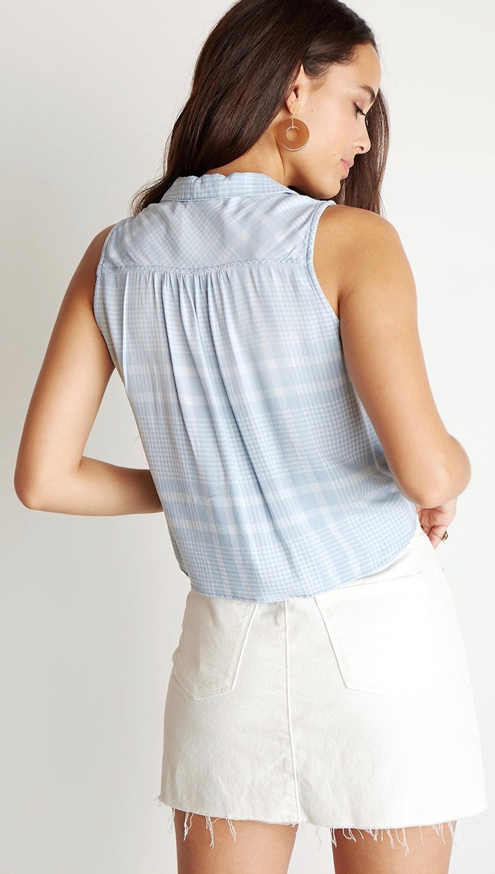 Bella Dahl Sleeveless Tie Up Front Button Down Shirt Leon Wash ShopAA