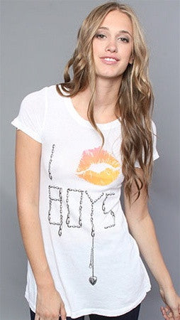 Wildfox Couture I Kiss Boys Crew in White