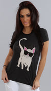 Wildfox Couture Cool Cat Crew Tissue Tee in Clean Black