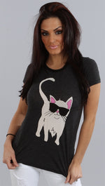 Wildfox Couture Cool Cat Crew Tissue Tee in Clean Black