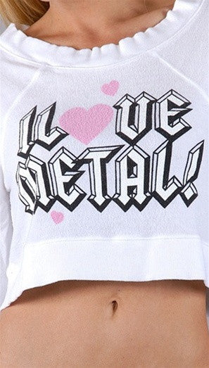 Wildfox Couture Love Metal Crop Jock Top in White