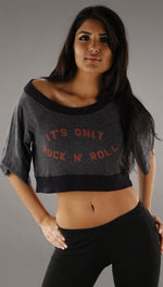 Wildfox Couture Only Rock Crop Jock Sweatshirt