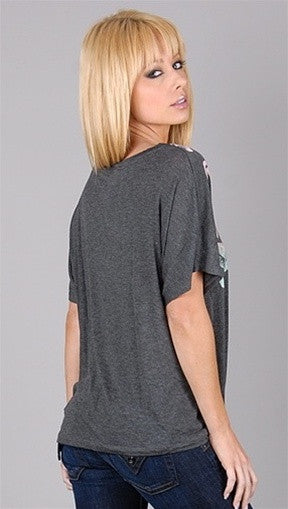 WKSHP Vintage Horse Kaleidoscope Top in Charcoal