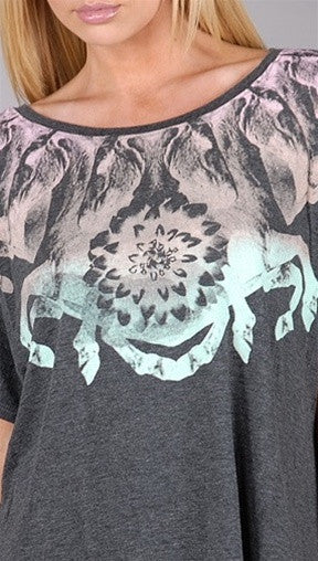WKSHP Vintage Horse Kaleidoscope Top in Charcoal