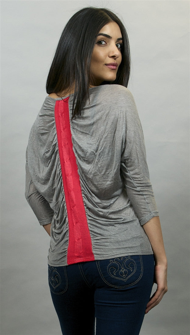 Woodleigh Crochet Trim Back in Grey with Orange