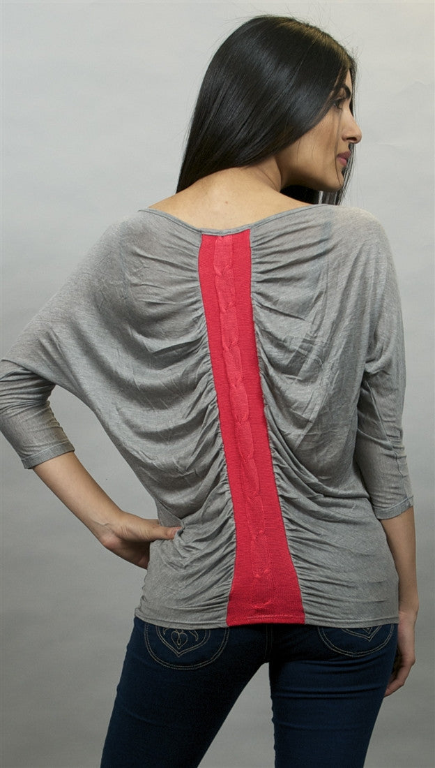 Woodleigh Crochet Trim Back in Grey with Orange