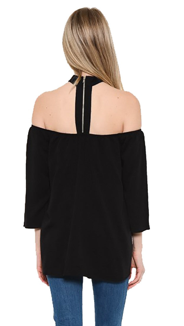 Off Shoulder Choker Blouse Black by Hearts & Hips
