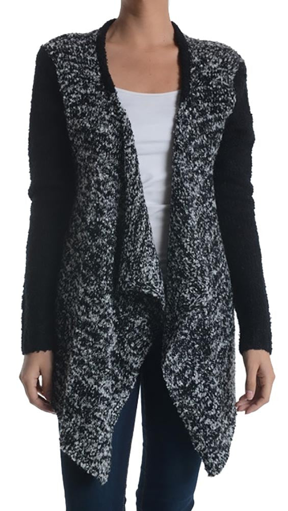 Zendo Two Tone Open Sweater Cardigan Black Marble