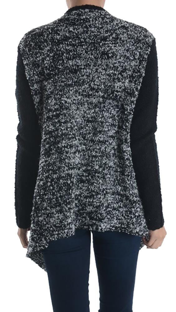 Zendo Two Tone Open Sweater Cardigan Black White Marble