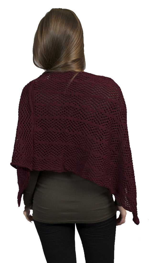 Zendo Sweater Knit Pullover Poncho Cranberry 