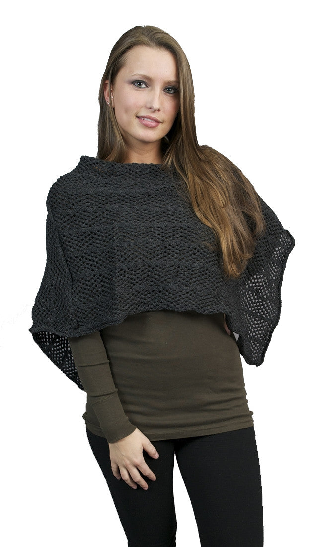 Zendo Sweater Knit Pullover Poncho Charcoal