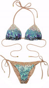 Ariel Mermaid Sequin Triangle Bikini Blue Ombre Beach Bunny Swimwear