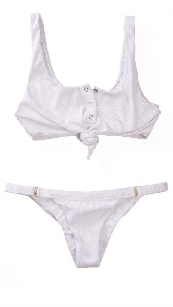 Karter Bralette Underwire Ribbed Bikini Top in White, Beach Bunny