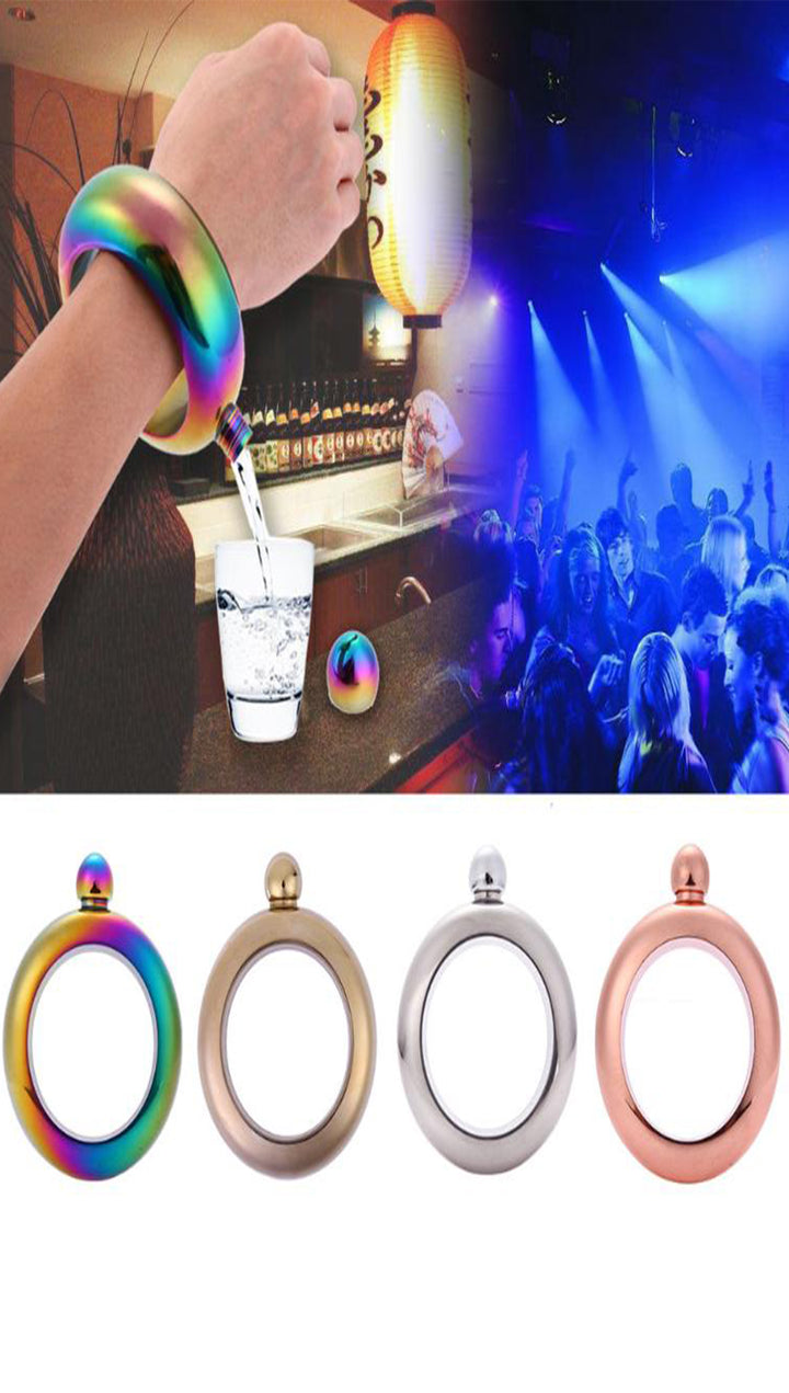Bangle Bracelet Liquor Jewelry Accessory Portable Round Chic Elegant 3.5 oz Drinkware Flask