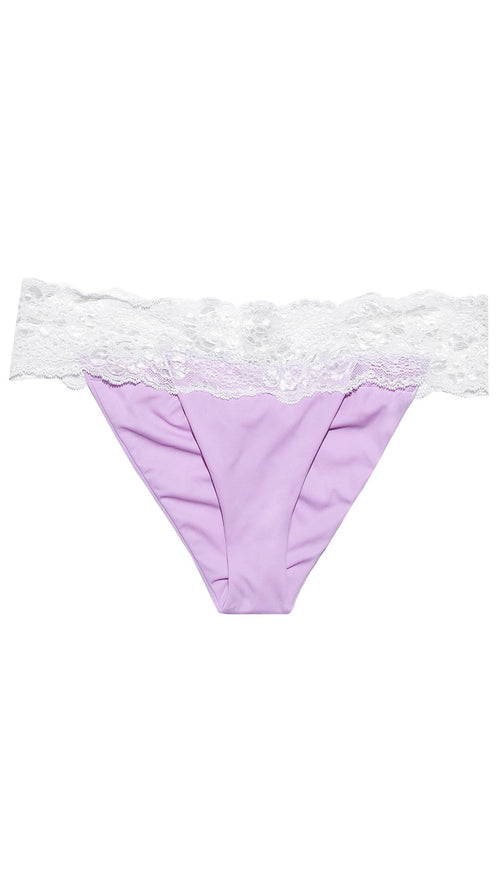 Beach Bunny Lady Lace Lavender White Trim Skimpy Bikini Bottoms Swimwear | ShopAA