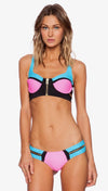 Beach Bunny Swimwear Endless Summer Color Block Push Up Bikini Set in Hot Pink
