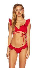 Beach Riot Chloe Bikini Bottom Red Ruffle Lace Swim I ShopAA