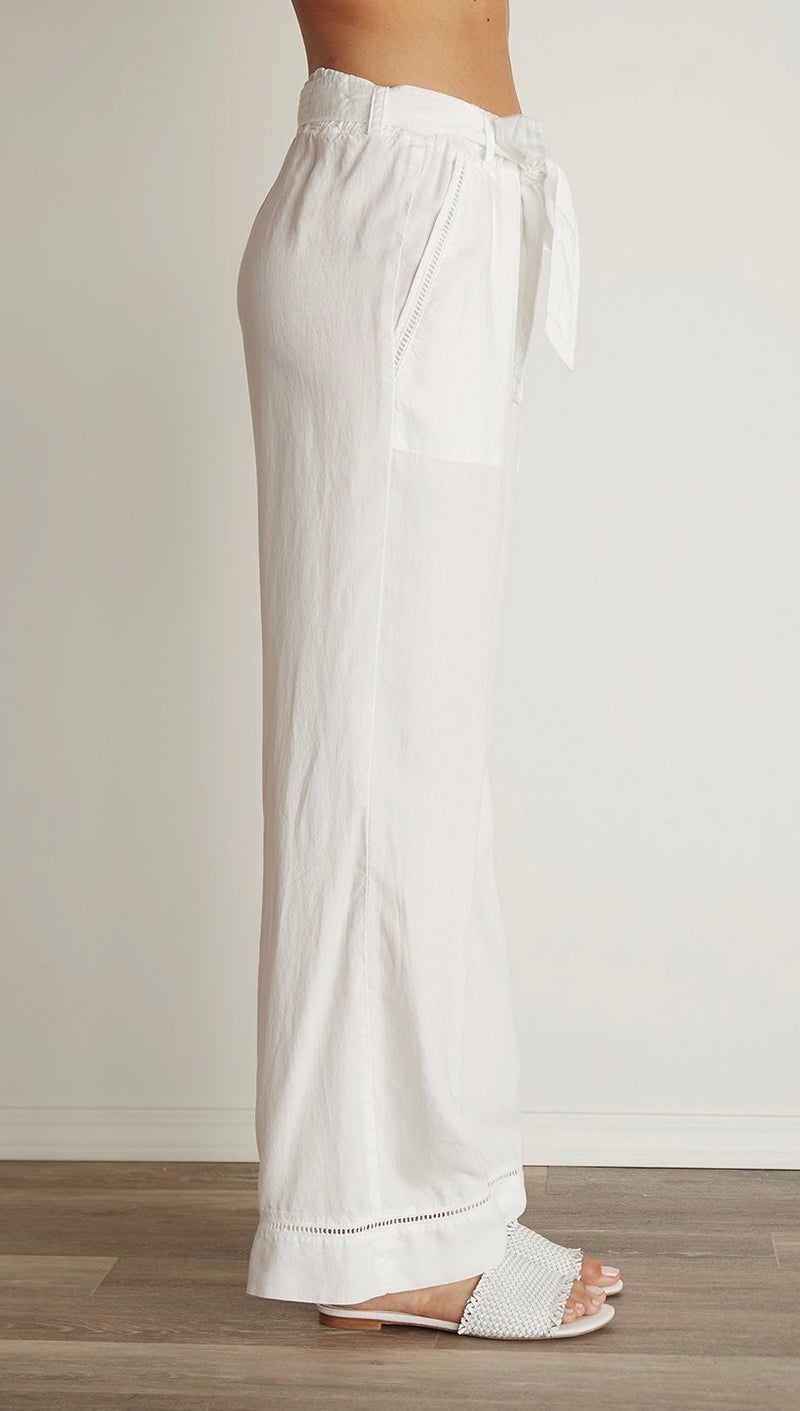 Bella Dahl Trimmed Belted Wide Leg Cargo Pants White Tencel I ShopAA